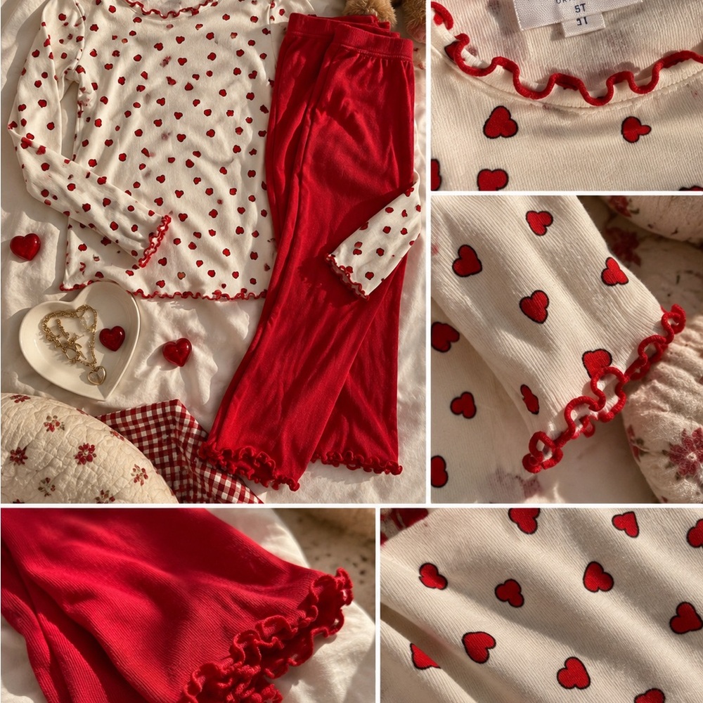 Target Red and White Heart-Print Kids Pajama Set